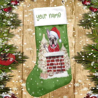 Personalized French Bulldog Christmas Stocking, Cute Dog Stocking (Style 10)